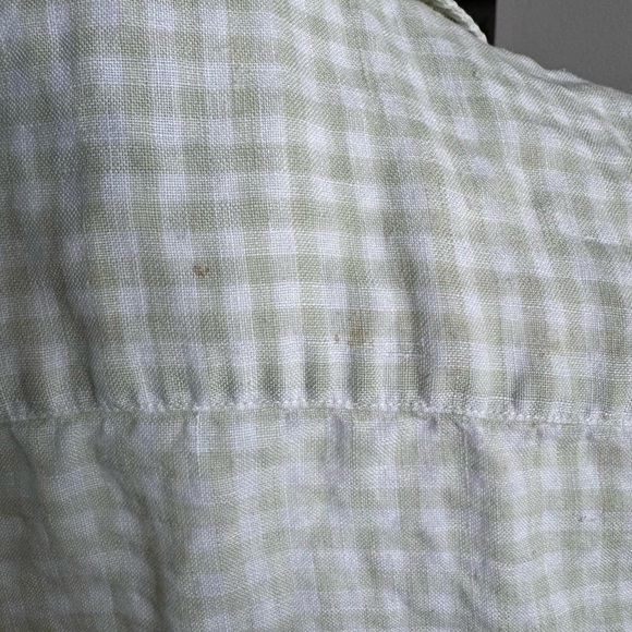 Ralph Lauren White and Green 100% Linen Sleeveless Button Down Shirt - Picture 3 of 8